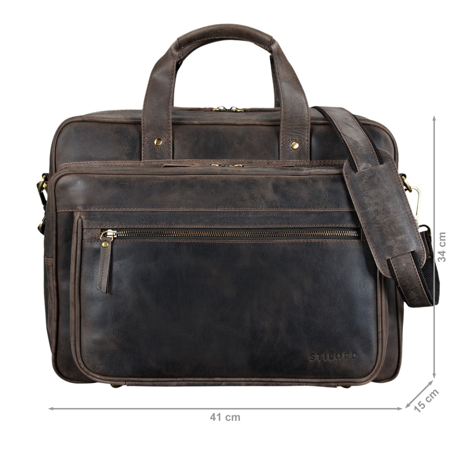 Lehrertasche Leder groß dunkelbraun